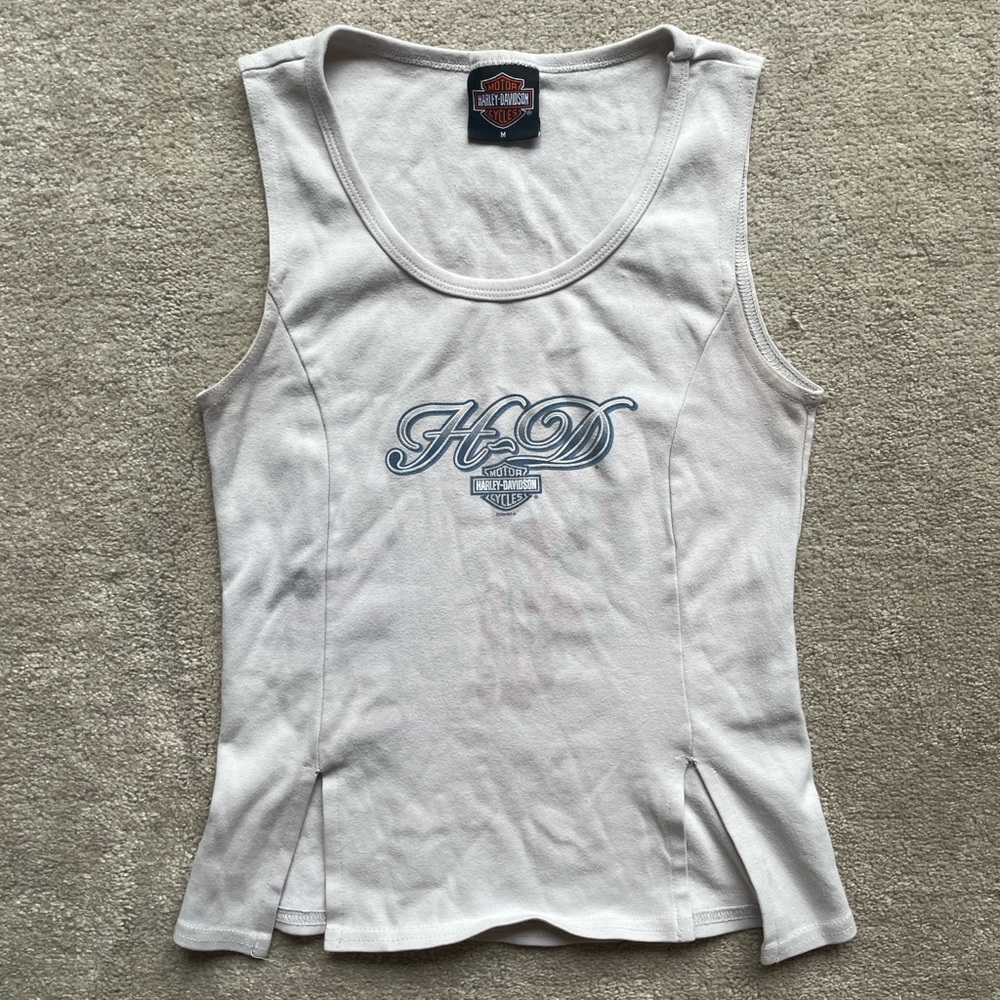 Harley-Davidson Women's Cream Tank Top with Blue Logo